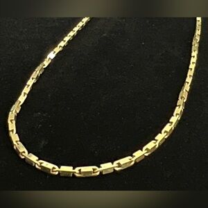 Bar Chain Necklace 925 Sterling With 1/20 10KT Gold Overlay -Unisex Unique